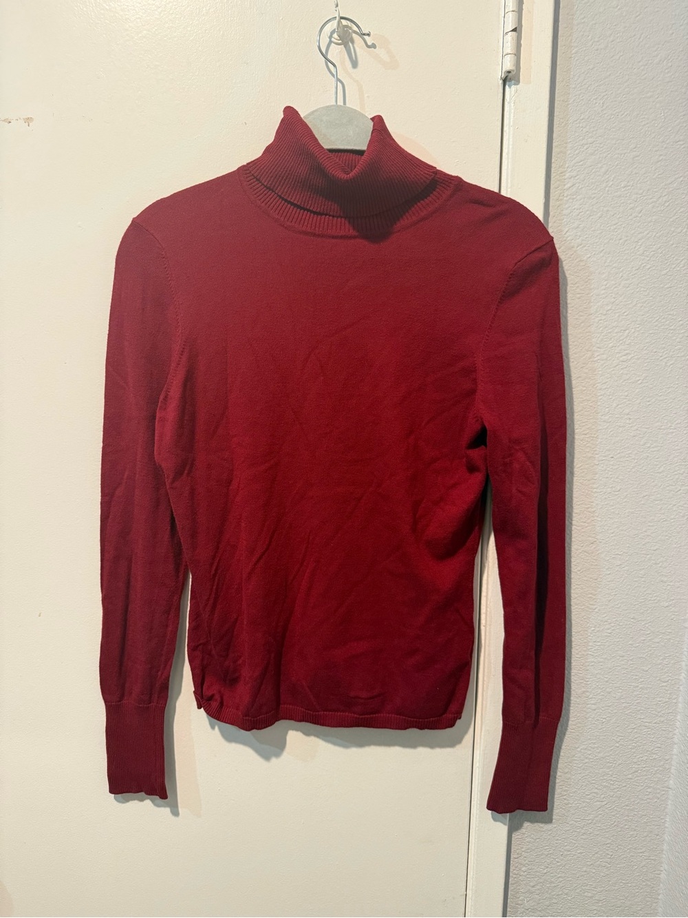 The Limited Red Ribbed Turtleneck Sweater
